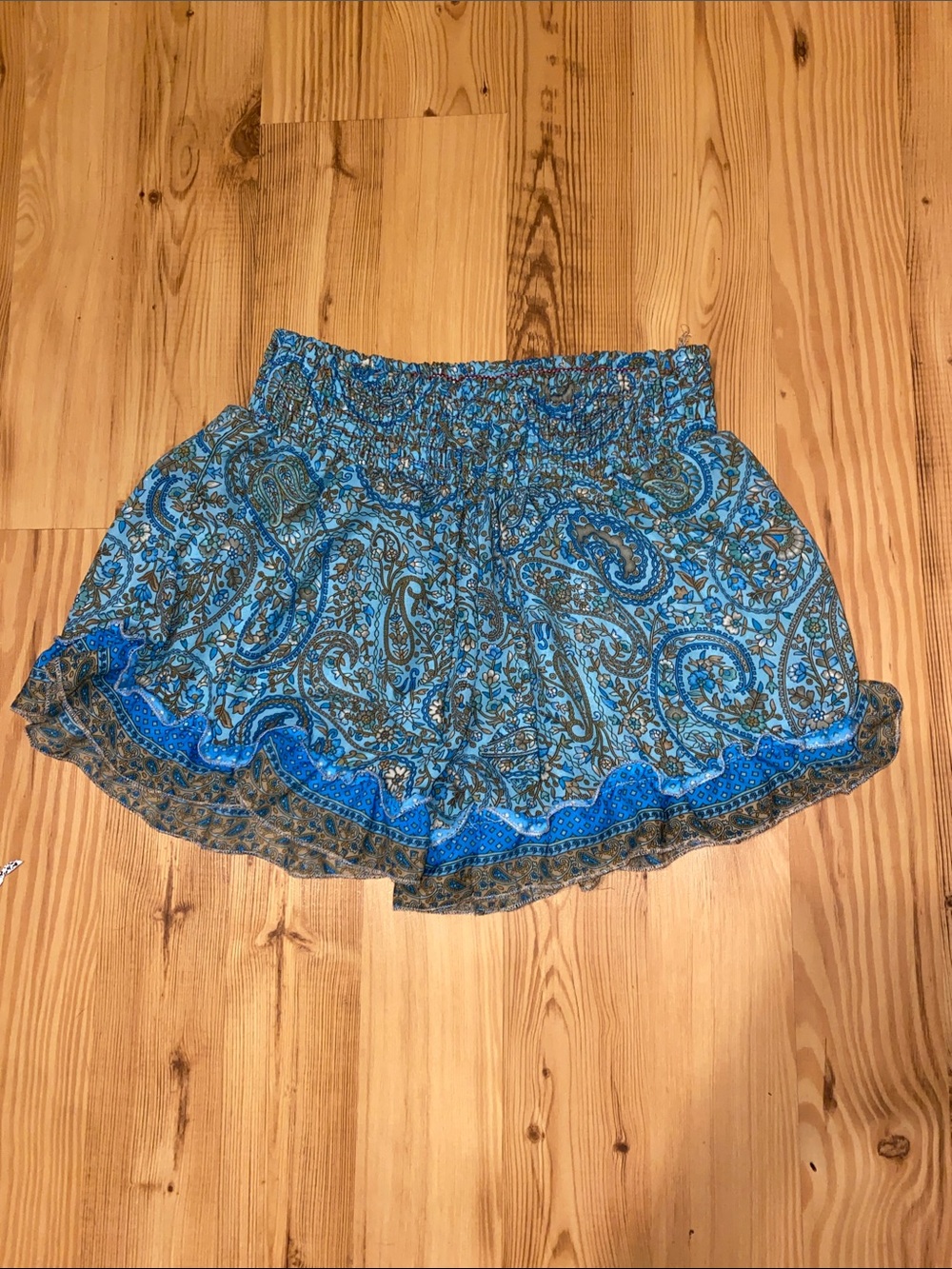 India Boutique Blue Paisley High-Waist Shorts
